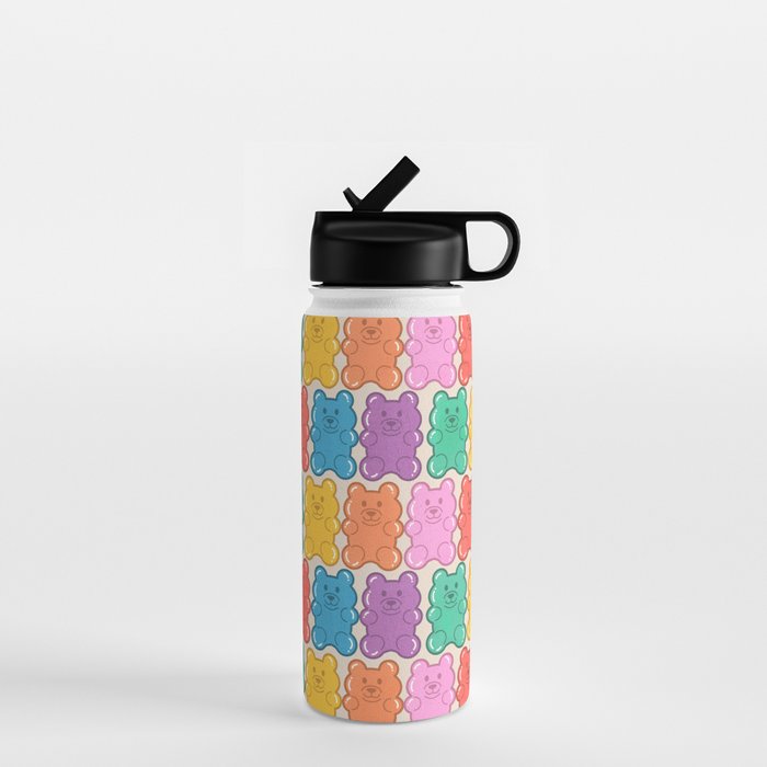 Rainbow Jelly Bears Pattern Water Bottle Gallery Image 1
