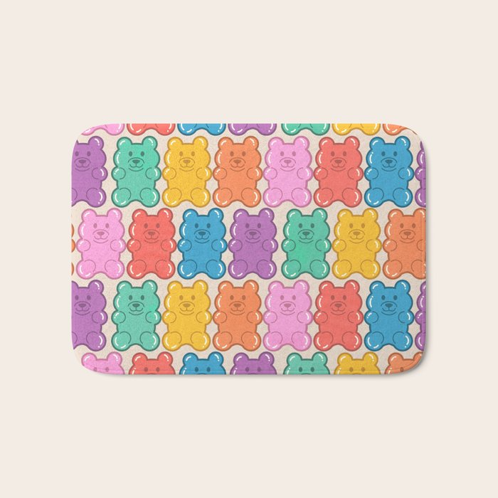 Rainbow Jelly Bears Pattern Bath Mat Gallery Image 1
