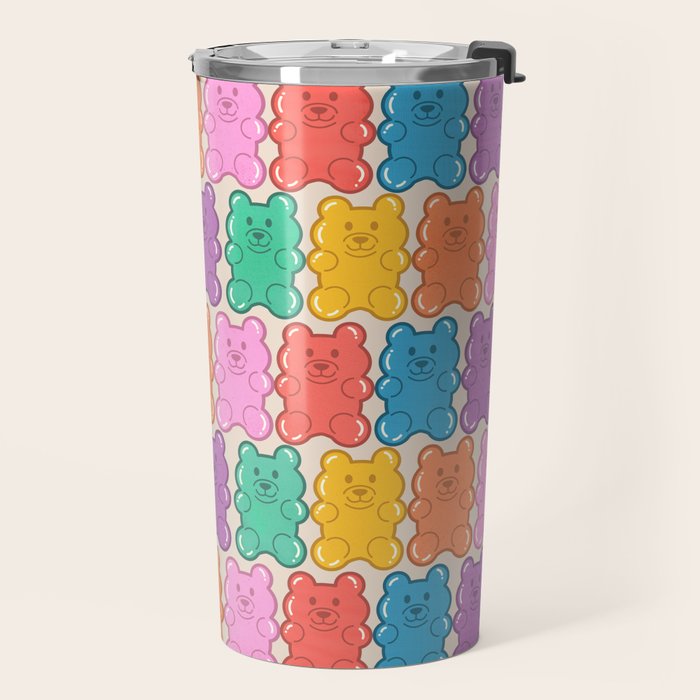 Rainbow Jelly Bears Pattern Travel Mug Gallery Image 2