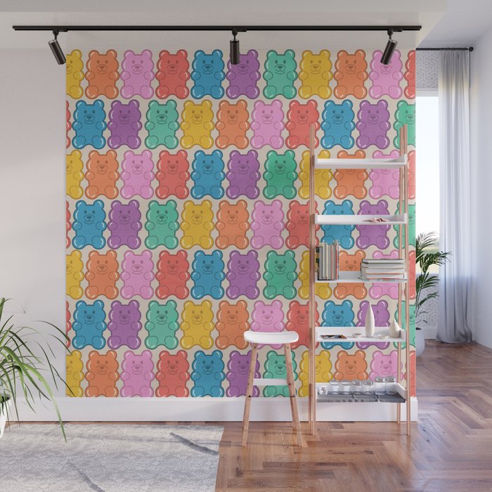 Rainbow Jelly Bears Pattern Wall Mural Gallery Image 1