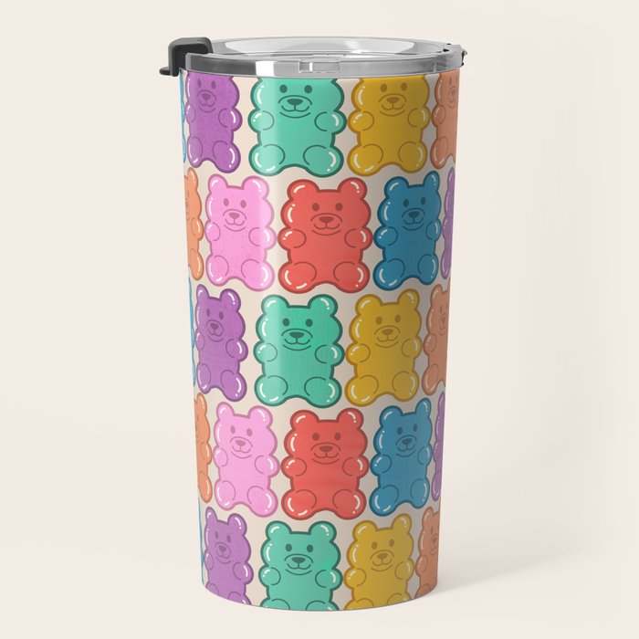 Rainbow Jelly Bears Pattern Travel Mug Gallery Image 3