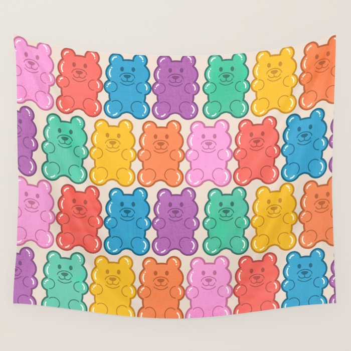 Rainbow Jelly Bears Pattern Wall Tapestry Gallery Image 1