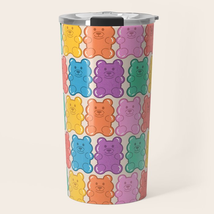 Rainbow Jelly Bears Pattern Travel Mug Gallery Image 1