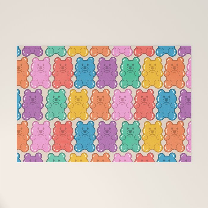 Rainbow Jelly Bears Pattern Welcome Mat Gallery Image 1