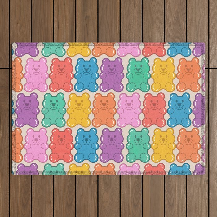 Rainbow Jelly Bears Pattern Outdoor Rug Gallery Image 1
