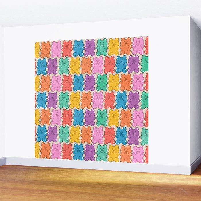 Rainbow Jelly Bears Pattern Wall Mural Gallery Image 2
