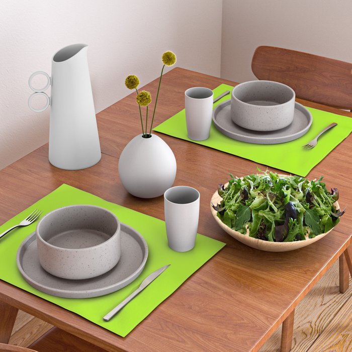 Solid Bright Green Yellow Neon Color Placemat Gallery Image 2
