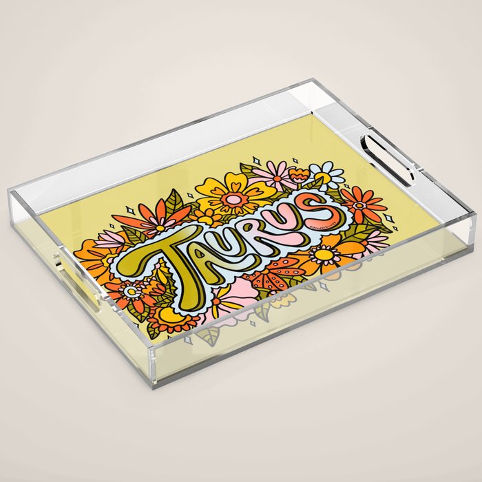 Taurus Flowers Acrylic Tray Gallery Image 1