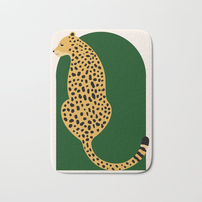 Boho Jungle Green Vintage Arch Oversized Leopard Bath Mat Gallery Image 1
