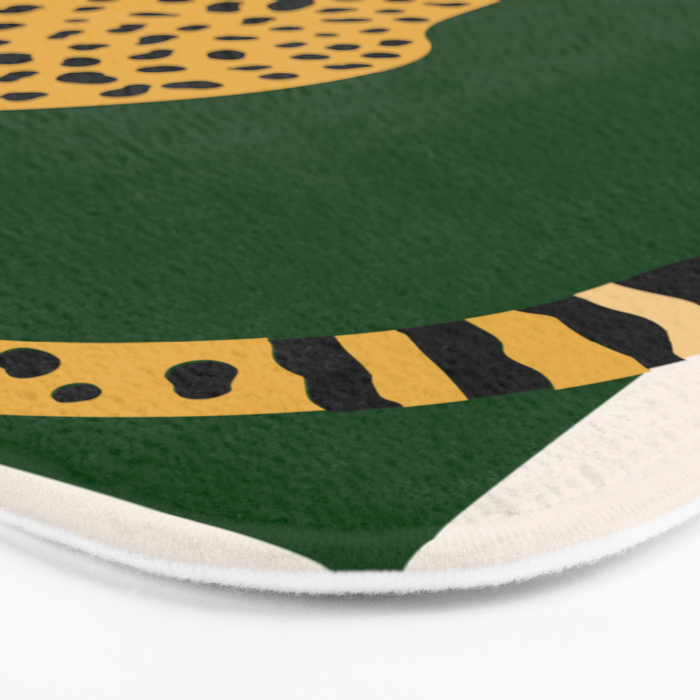 Boho Jungle Green Vintage Arch Oversized Leopard Bath Mat Gallery Image 3