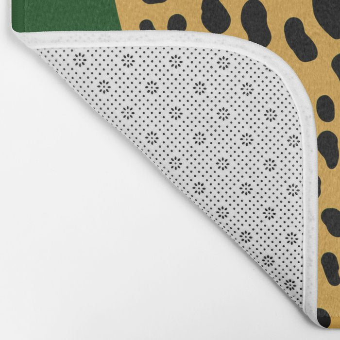 Boho Jungle Green Vintage Arch Oversized Leopard Bath Mat Gallery Image 2