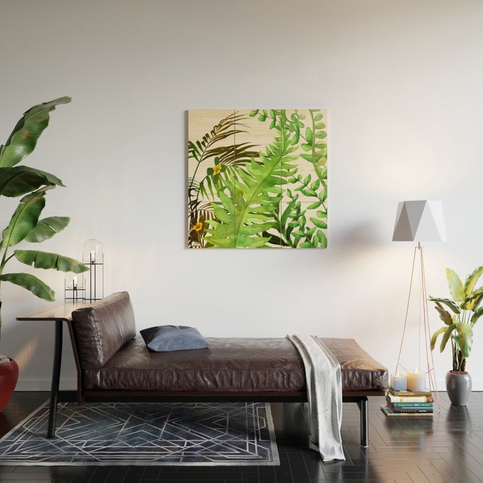 Watercolor Plants Wood Wall Art Gallery Image 2