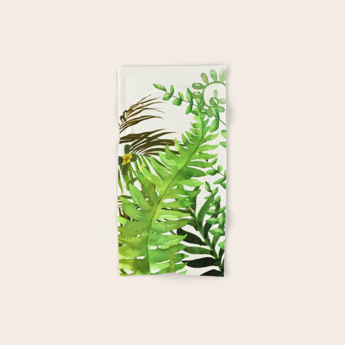 Watercolor Plants Bath Towel Gallery Image 1