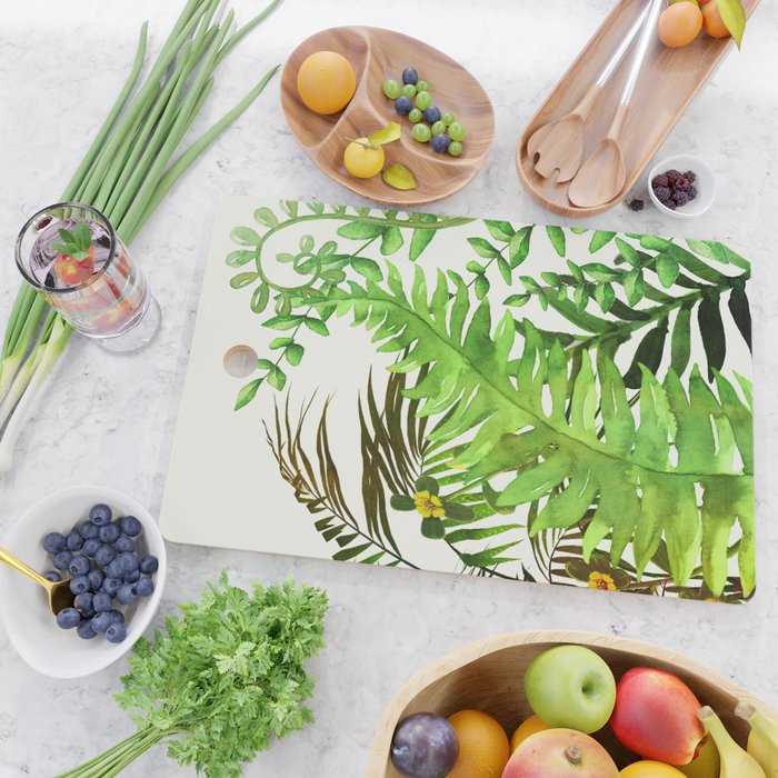 Watercolor Plants Cutting Board Gallery Image 2
