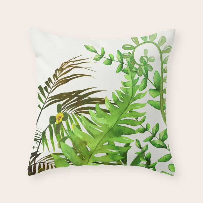 Watercolor Plants Throw Pillow Gallery Image 1