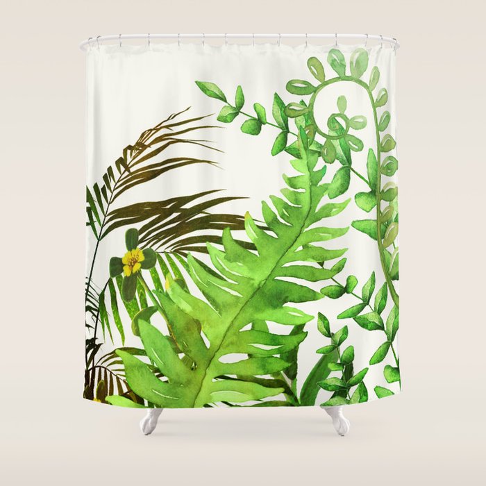 Watercolor Plants Shower Curtain Gallery Image 1