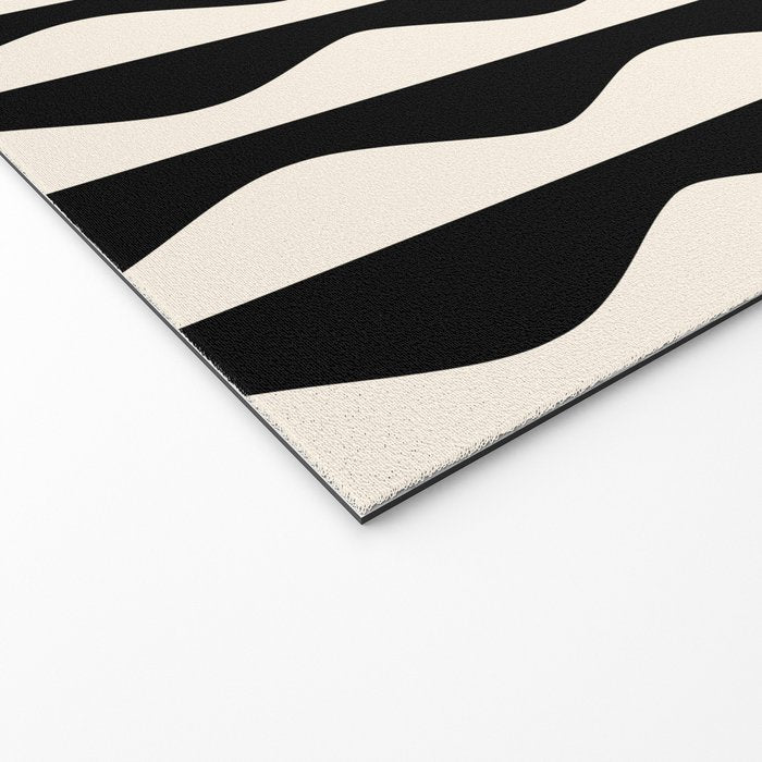 Retro Wavy Lines Pattern in Black & White Welcome Mat Gallery Image 2