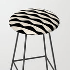 Retro Wavy Lines Pattern in Black & White Stool Gallery Image 2