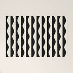 Retro Wavy Lines Pattern in Black & White Welcome Mat Gallery Image 1