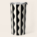 Retro Wavy Lines Pattern in Black & White Travel Mug Gallery Image 2