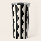 Retro Wavy Lines Pattern in Black & White Travel Mug Gallery Image 1