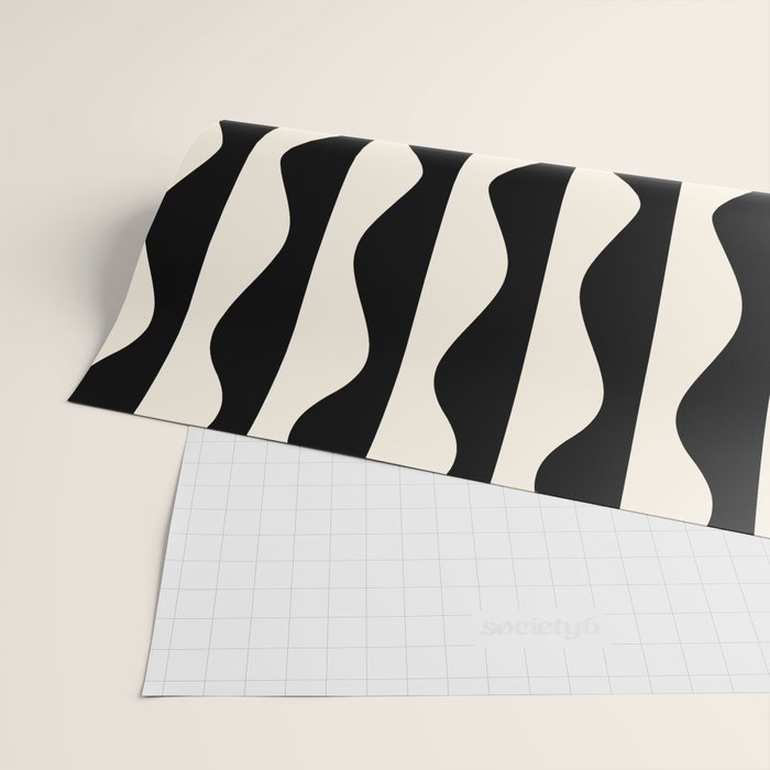 Retro Wavy Lines Pattern in Black & White Wrapping Paper Gallery Image 2