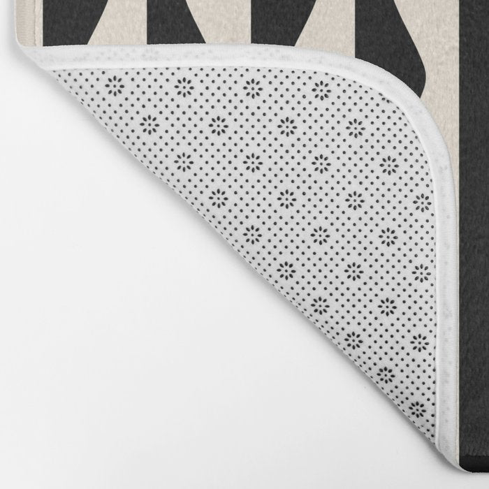 Retro Wavy Lines Pattern in Black & White Bath Mat Gallery Image 2