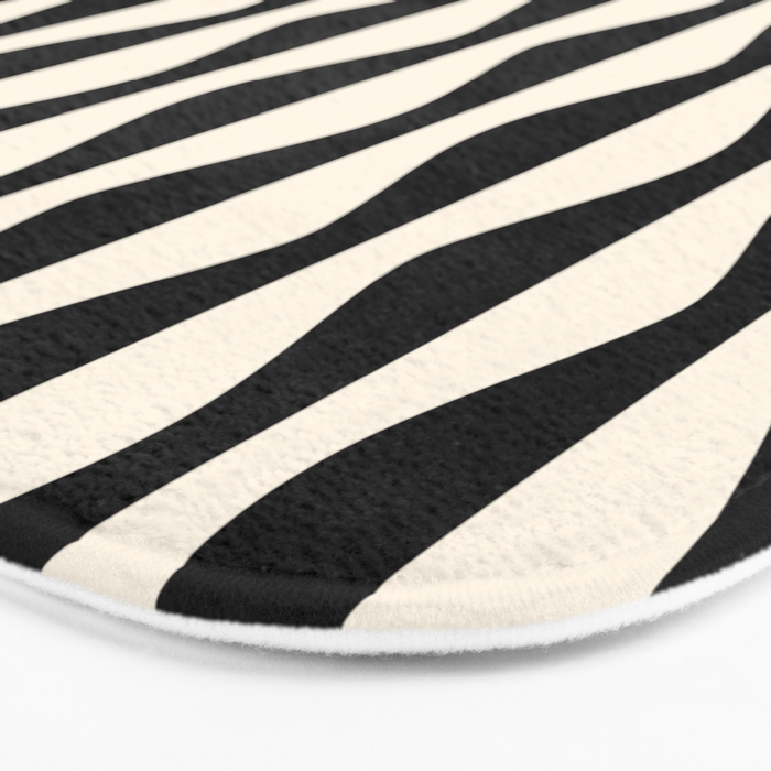 Retro Wavy Lines Pattern in Black & White Bath Mat Gallery Image 3