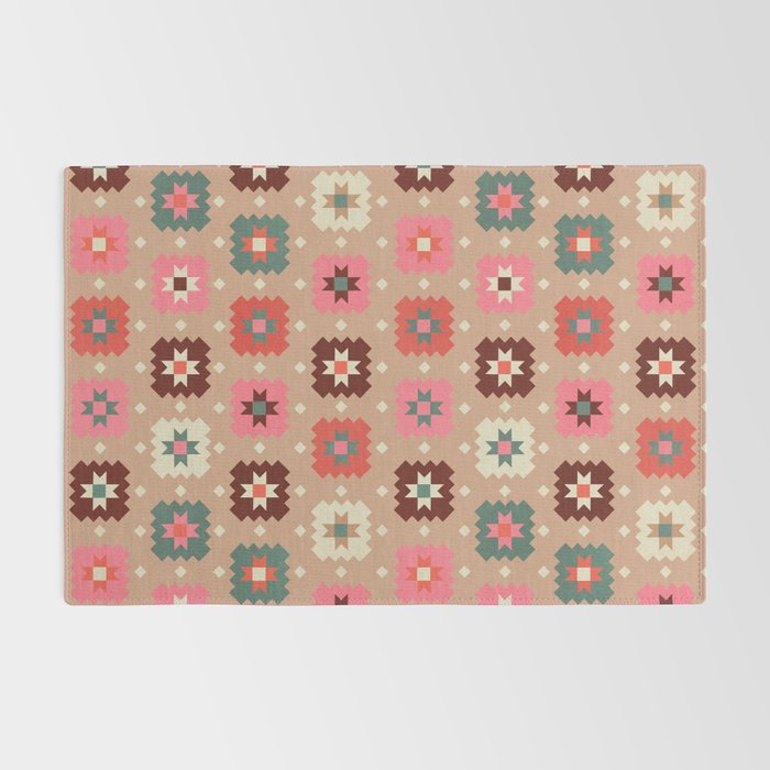 Festive Winter Quilt Tiles With Stars Rug Gallery Image 2