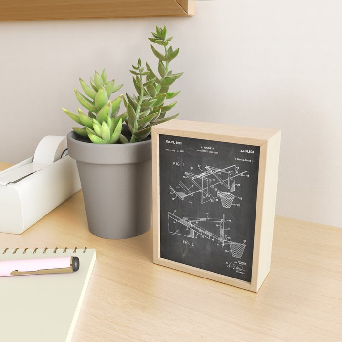 Basketball Patent - Basketball Player Coach Team Art - Black Chalkboard Mini Art Print Gallery Image 2