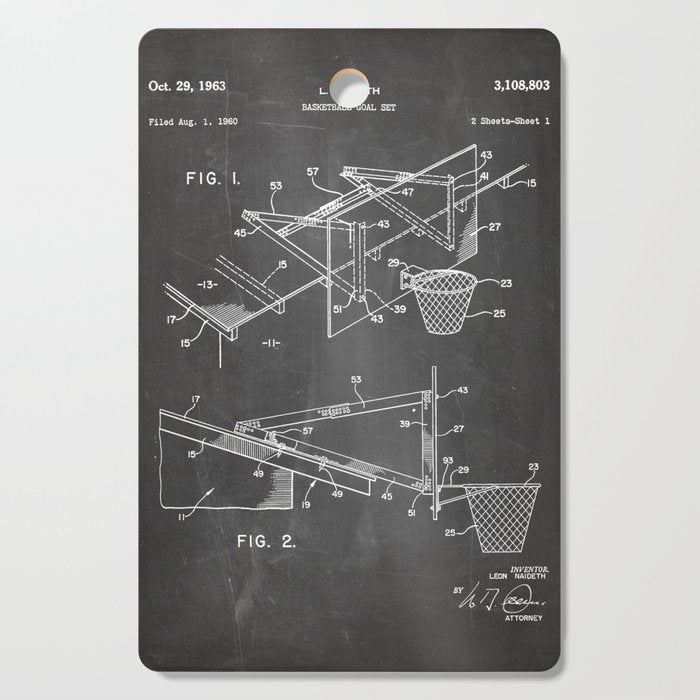 Basketball Patent - Basketball Player Coach Team Art - Black Chalkboard Cutting Board Gallery Image 1