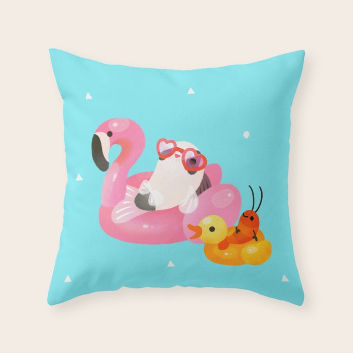 Cory cats in the swimming pool 2 Throw Pillow Gallery Image 6
