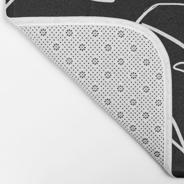 Monstera minimal - black Bath Mat Gallery Image 2