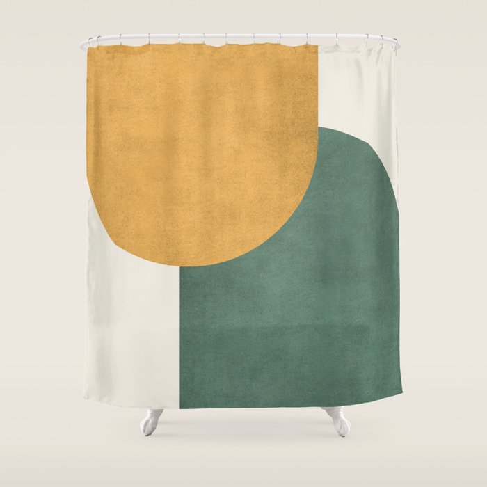 Halfmoon Colorblock 2 - Gold Green  Shower Curtain Gallery Image 1