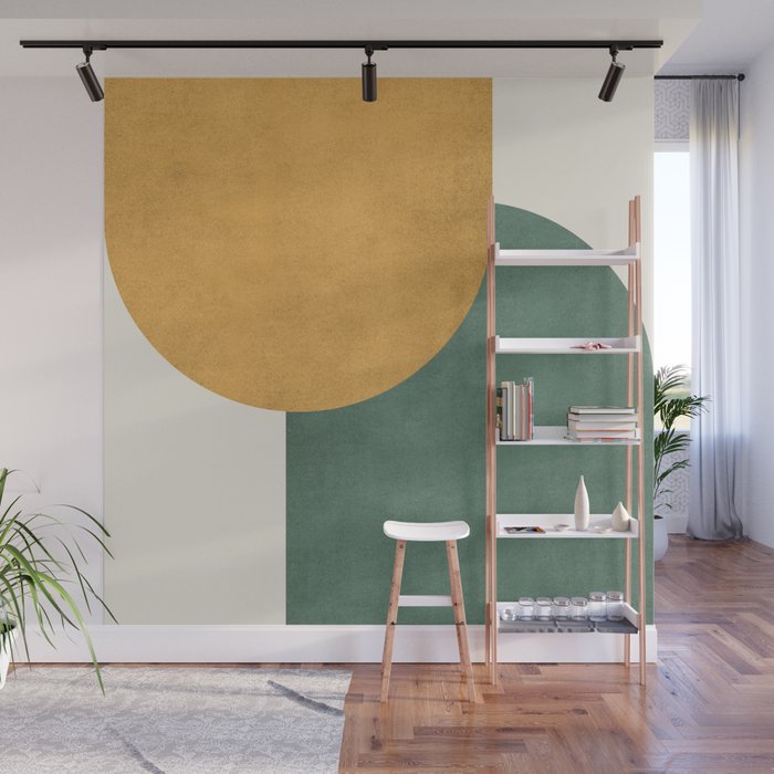 Halfmoon Colorblock 2 - Gold Green  Wall Mural Gallery Image 1