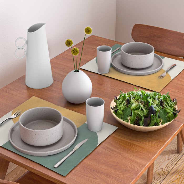 Halfmoon Colorblock 2 - Gold Green  Placemat Gallery Image 2