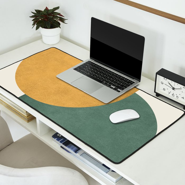 Halfmoon Colorblock 2 - Gold Green  Desk Mat Gallery Image 2