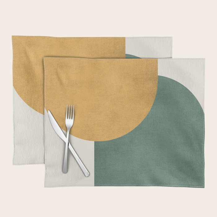 Halfmoon Colorblock 2 - Gold Green  Placemat Gallery Image 1
