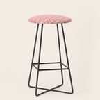 Mid Century Modern Minimalist Fish Pink Cream Pattern Stool Gallery Image 1