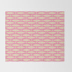 Mid Century Modern Minimalist Fish Pink Cream Pattern Throw Blanket Gallery Image 2