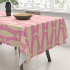 Mid Century Modern Minimalist Fish Pink Cream Pattern Tablecloth Gallery Image 3