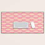 Mid Century Modern Minimalist Fish Pink Cream Pattern Desk Mat Gallery Image 1