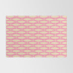 Mid Century Modern Minimalist Fish Pink Cream Pattern Rug Gallery Image 2