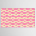 Mid Century Modern Minimalist Fish Pink Cream Pattern Tablecloth Gallery Image 2