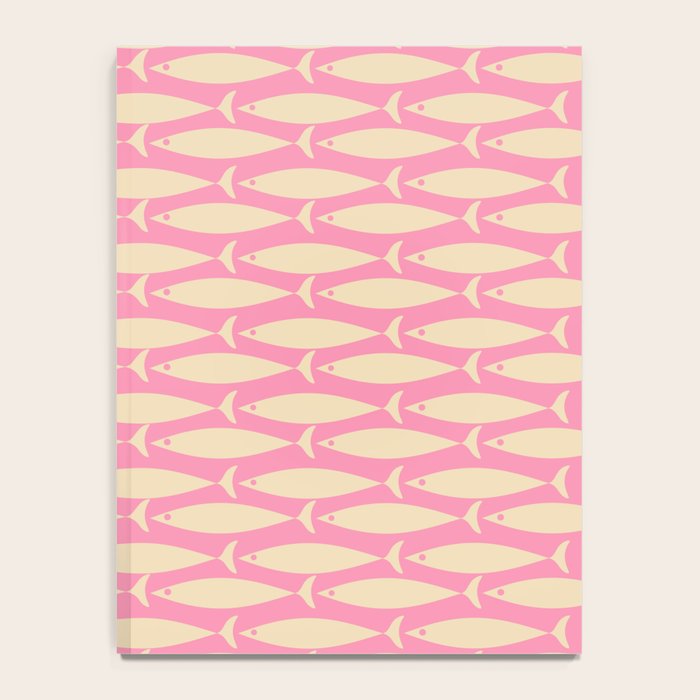 Mid Century Modern Minimalist Fish Pink Cream Pattern Notebook Gallery Image 4