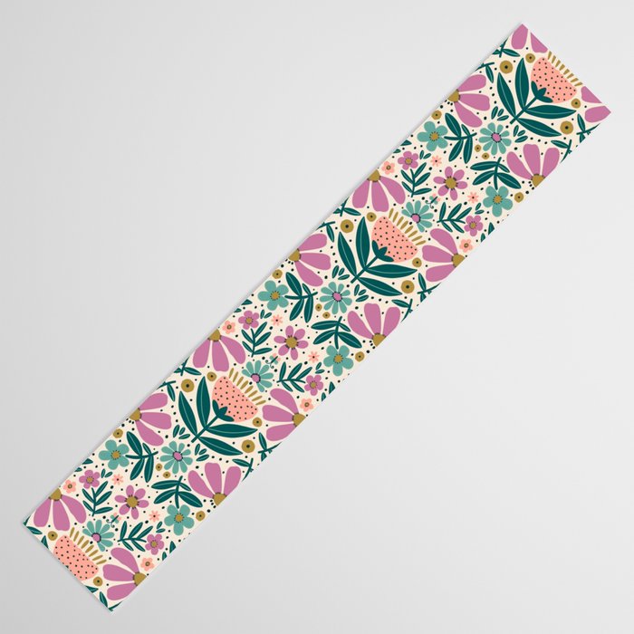 Pretty Floral - Lilac, Turquoise, Pink Table Runner Gallery Image 3