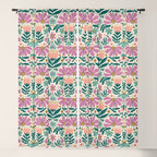 Pretty Floral - Lilac, Turquoise, Pink Window Curtain Gallery Image 5