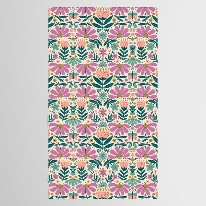 Pretty Floral - Lilac, Turquoise, Pink Tablecloth Gallery Image 2