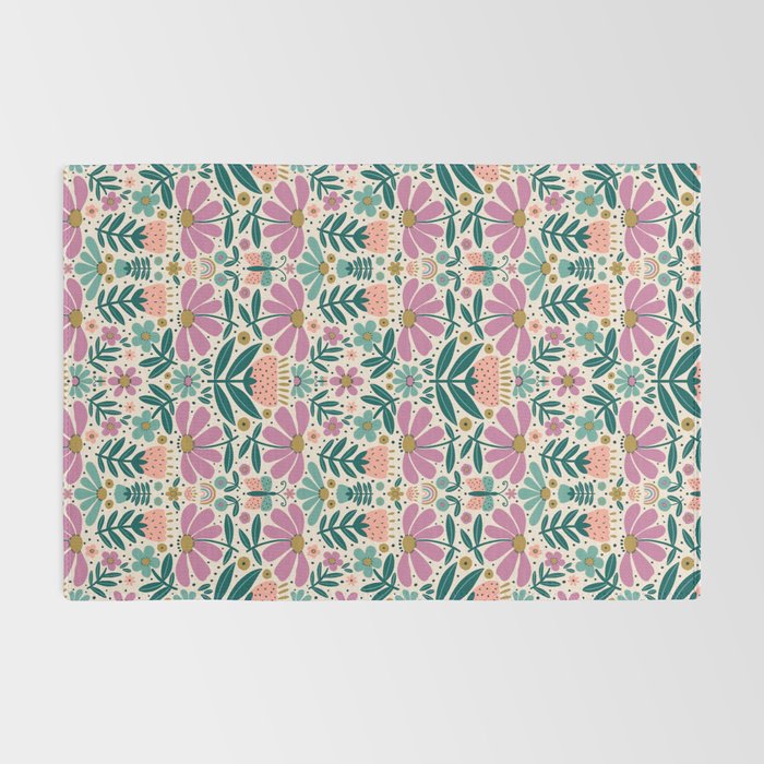 Pretty Floral - Lilac, Turquoise, Pink Rug Gallery Image 2