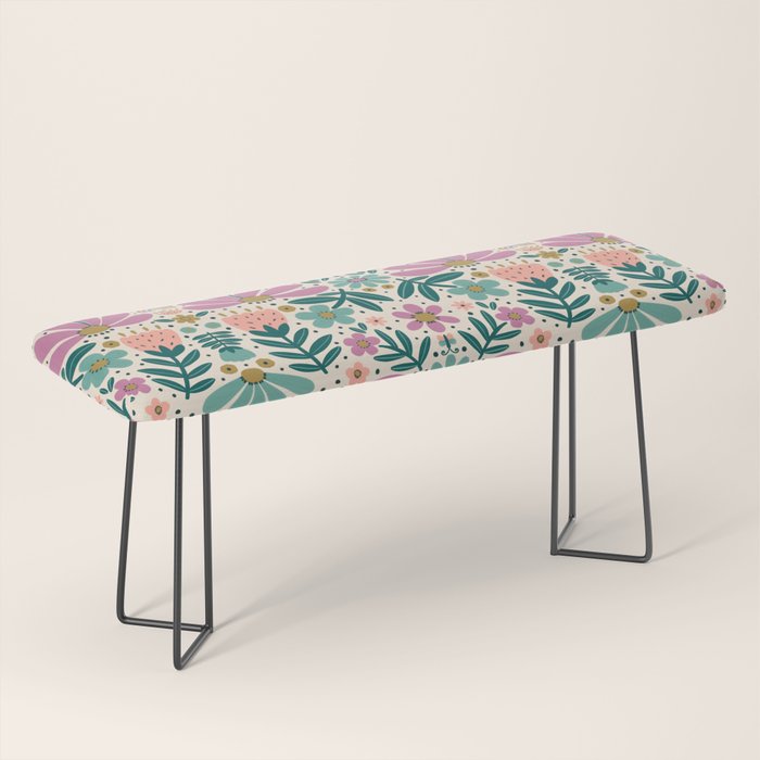 Pretty Floral - Lilac, Turquoise, Pink Bench Gallery Image 1